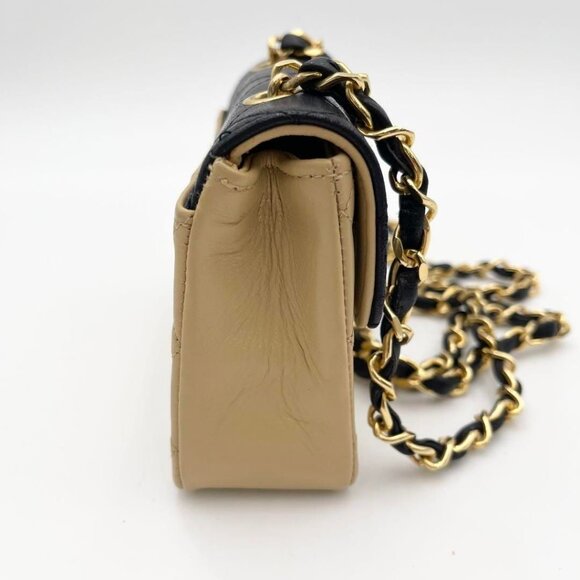 Authentic CHANEL 24K  Vintage Classic Single Flap Quilted Lambskin Chain Bag Tan - Picture 5 of 16